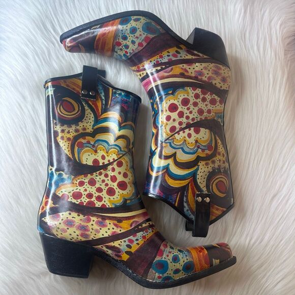 Nomad Yippy - Turquoise Monet Rubber Cowboy Boots Size 9 - Picture 9 of 11